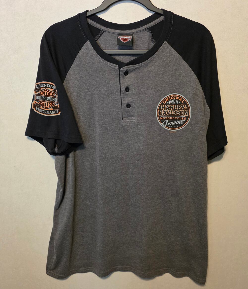 Harley-Davidson Fray Raglan Henley Prominent Circular Logo graphic size XL